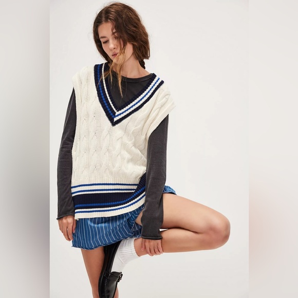 Free People Coastal Prep Poncho Vest